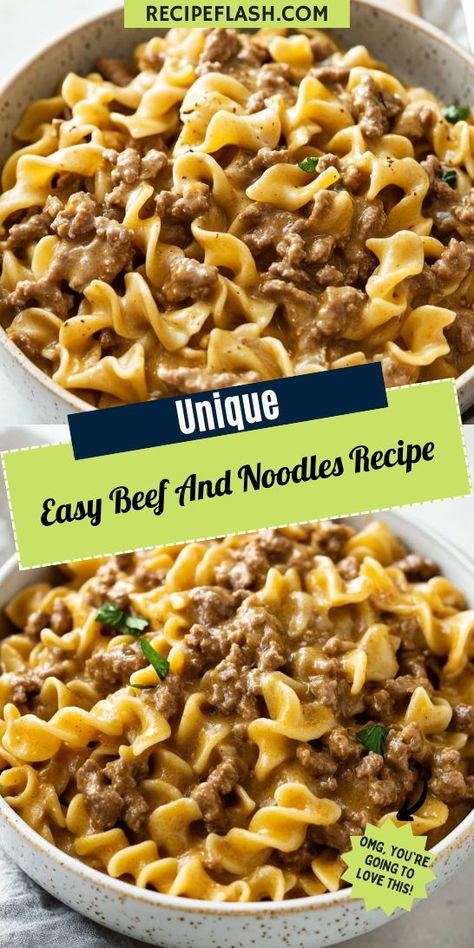 Need inspiration for a quick weeknight meal? Try our Easy Beef and Noodles Recipe, a delicious way to use ground beef that everyone will love! Perfectly seasoned and easy to prepare, it’s a must-try. Remember to save this recipe for your future dinner plans! Beef And Noodles Ground Beef, Beef With Egg Noodles Recipes, Ground Beef And Egg Noodle Recipes Easy, Hamburger And Noodles Recipes, Noodles And Ground Beef Recipes, Ground Beef Recipes Dairy Free, Ground Beef With Noodles, Beef And Egg Noodle Recipes, Easy Egg Noodle Recipes