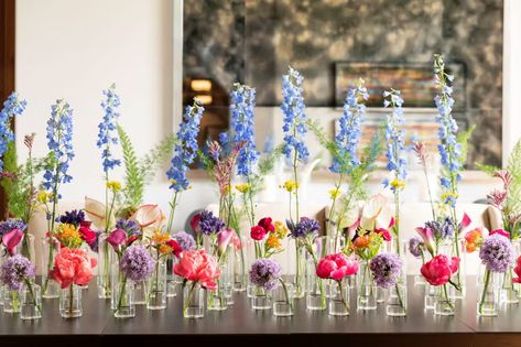 Eclectic Graduation Party, Colorful Flower Party Decor, Boho Chic Graduation Party Ideas, Unique Graduation Party Themes, Graduation Party Outside Ideas, Graduation Party Flower Centerpieces, Bloom Graduation Party, Wildflower Graduation Party Decor, Spring Party Ideas Decoration