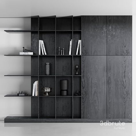 Rack 09 3d model Buy Download 3dbrute Modern Office Shelves, Crockery Cabinet, Room Scandinavian, Floor Furniture, Study Table Designs, Books Decor, Living Etc, Living Room Console, Inspiration Images