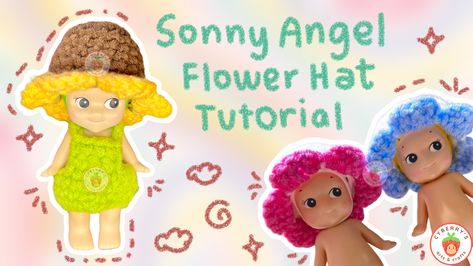 super easy to follow! Sonny Angel Crochet Pattern, Crochet Sunflower Hat, Flower Hat Tutorial, Sonny Angel Crochet, Angels Crochet, Sunflower And Daisy, 2024 Crochet, Sony Angel, Crochet Shorts Pattern