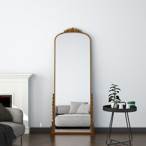 Vintage Gold Ornate Full Length Floor Mirror Baroque Decor - Bed Bath & Beyond - 38970097 Gold Full Length Mirror, Antique Full Length Mirror, Antique Floor Mirror, Arched Floor Mirror, Baroque Decor, Full Length Floor Mirror, Brown Mirror, Mirror Shapes, Wedding 2024