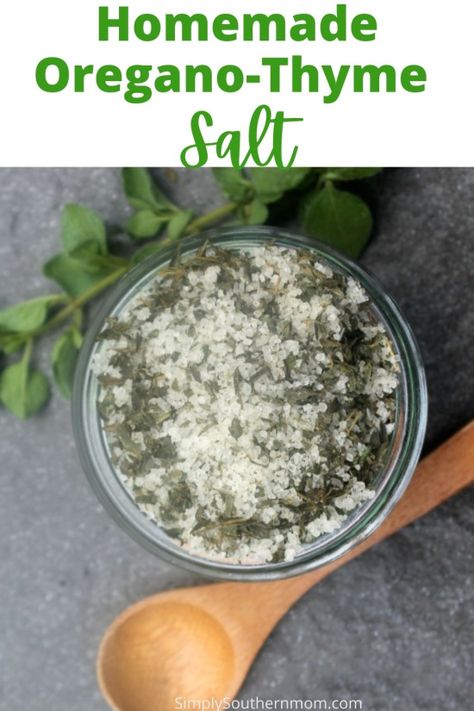 How to Make Fresh Oregano Thyme Salt – Simply Southern Mom Mocha Mousse Cake, Herb Salts, Flavored Salts Recipes, Infused Salts, Herb Salt Recipe, Herbal Gifts, Oregano Recipes, Herb Salt, Infused Salt