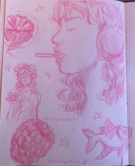 drawing that used a pink colored pencil, very silly. last page of my sketchbook... ermmmmm Pink Art Drawing, Pink Sketchbook, Color Pencil Sketch, Pink Pencil, Drawing Sketchbook, My Sketchbook, Sketchbook Pages, Pink Art, Sketchbook Art Inspiration