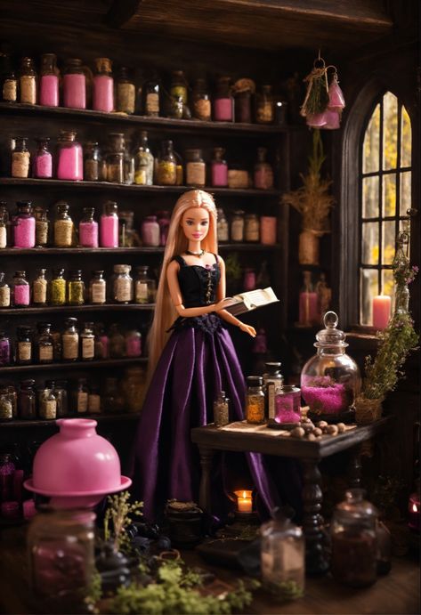 Barbie doll 
Barbie aesthetic 
Barbie witch 
Barbie apothecary 
Barbie 
Apothecary design 
Apothecary aesthetic 
Aesthetic 
Pink apothecary 
Pink aesthetic 
Pink world Barbie Doll Collection Display, Gothic Barbie, Barbie Witch, Pink Pride, Doll Diorama, Halloween Ball, Barbie Halloween, Barbie Diorama, Barbie Logo