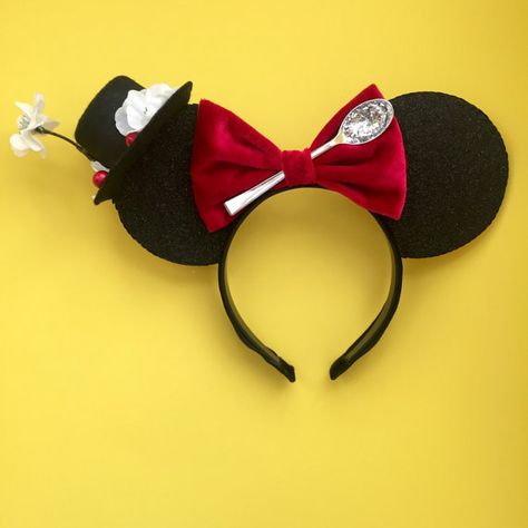 This would have been awesome for Disney!!!! Disney Mary Poppins, Silly Symphony, Disney Ears Hat, Ear Ideas, Headband Accessories, Disney Ears Headband, Disney Hats, Diy Disney Ears, Disney Headbands