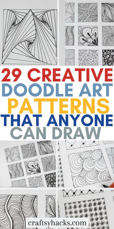 Sharpie Doodle Ideas, Great Drawing Ideas, How To Draw Zentangle Patterns, Drawing Ideas Easy Doodles Pattern Simple, Simple Art Drawings Doodles, Zen Doodle Art For Beginners, Mindless Doodles Easy, Simple Line Drawing Ideas, Learn Doodle Art