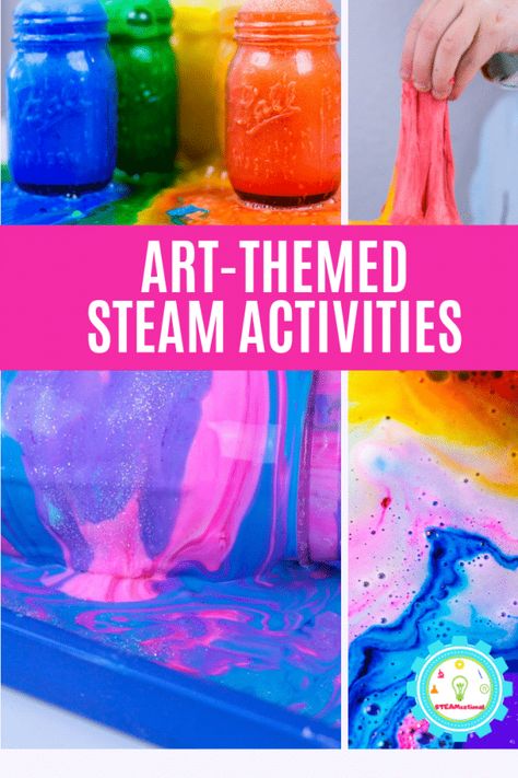 Steam Art Projects, Steam Activities Elementary, Steam Activities For Kids, Stem Art, Steam Art, Steam Challenges, Steam Ideas, Steam Projects, Arts And Crafts For Adults