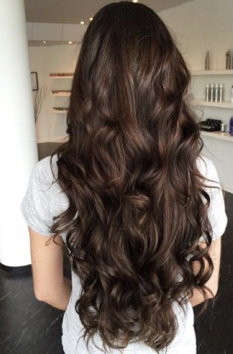 Wavy Brunette Hair, Luscious Hair, Hair Stylies, Easy Hairstyles For Long Hair, Hair Inspo Color, Dark Brown Hair, Long Curly Hair, Dream Hair, Aesthetic Hair