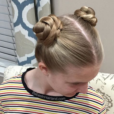 BabesInHairlandBlog on Instagram: “High double buns for the win! . . #babesinhairlandblog #buns #hair #braids #babesinhairland #teen #hairofinsta #hotd #blonde #braidedbun” Guard Makeup, Topsy Tail Hairstyles, Half French Braids, Gymnastics Meet, Ladder Braid, Tail Hairstyle, Braid Bun, Dance Hair, Double Buns