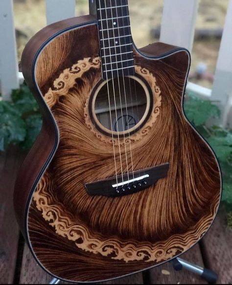 joey ropos on Instagram: “@sacredfirearts” Guitar Pyrography, Painted Guitars, Guitar Things, Writing Songs Inspiration, Electric Guitar Art, Instrument Art, Custom Acoustic Guitars, Beautiful Instruments, Guitar Artwork