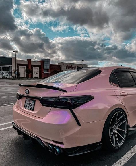 Toyota Camry Wrapped, Girly Sports Cars, Custom Toyota Camry, Modded Toyota Camry, Camry Xse Custom, Pink Toyota Camry, Pink 4runner, Wrapped Cars Ideas, Nice Cars Aesthetic