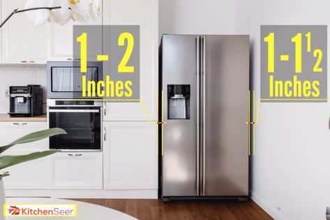 How Much Space Should You Have Around A Fridge - Kitchen Seer Refrigerator Against Corner Wall, Fridge Space In Kitchen, Kitchen Design Refrigerator Placement, Fridge Next To Wall, Fridge Against Wall, Fridge Next To Sink, Kitchen Fridge Placement, Fridge Placement In Kitchen, Double Fridge Kitchen