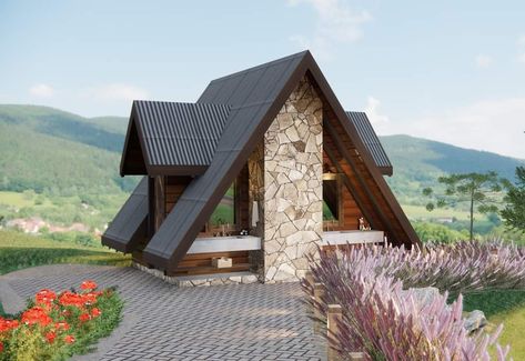 A Frame Tiny House, Frame Tiny House, Chalet Modern, Building A Wooden House, Cabin Modern, Triangle House, Log Cabin Rustic, A Frame House Plans, Architecture Model House