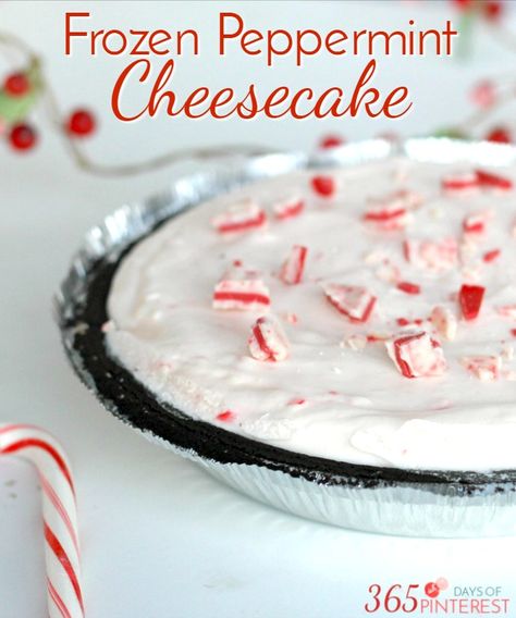 Frozen Peppermint Cheesecake is one of my favorite desserts. It's creamy, crunchy, rich, smooth and perfect for the holiday season! Peppermint Milkshake, Favorite Christmas Desserts, Peppermint Dessert, Peppermint Fudge, Peppermint Cheesecake, Green Santa, Cream Cheese Recipes, Melt In Your Mouth, Frozen Desserts