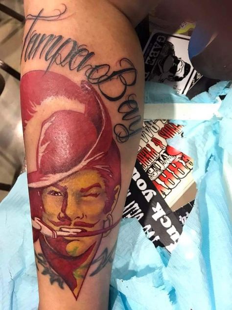 Tampa Bay Tattoo, Tampa Bay Buccaneers Tattoo Ideas, Tom Brady Tattoo, Tampa Bay Buccaneers Tattoo, Buccaneers Tattoo, Tattooed Grandma, Grandma Tattoos, Buccaneers Logo, Tampa Bay Buccaneers Logo