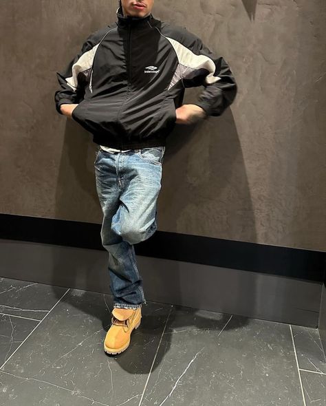 Timberland Outfits Hombres, Black Timbs Outfit, Timbs Outfit Men, Timbs Outfit, Black Timbs, Mens Streetwear Outfits, Timberland Outfits, Guys Fits, Drippy Outfit