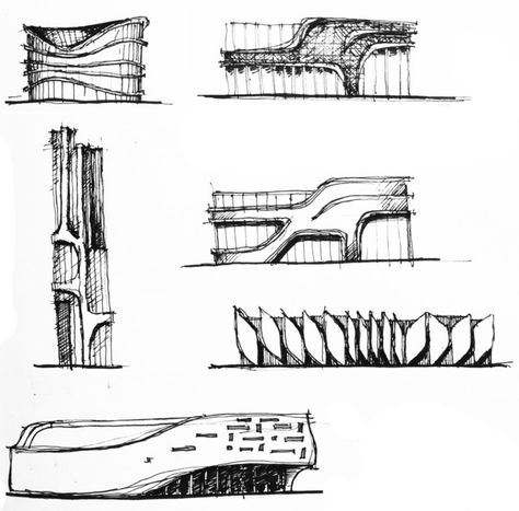 concept SKETCH متحف فني, Concept Plan, Art Galleries Architecture, Conceptual Sketches, Concept Models Architecture, Architectural Sketches, Facade Architecture Design, Graphisches Design, Conceptual Architecture