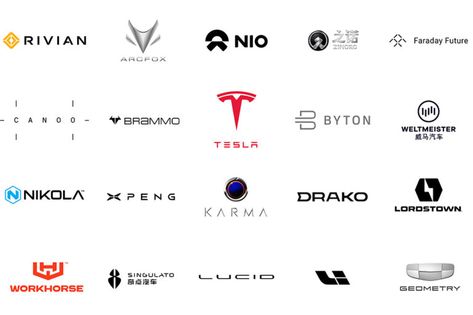 Electric Car Brands - List and Logos of All Electric Car Companies - Global Cars Brands Car Logos With Names, Motor Company Logo, Phobia Words, Faraday Future, Motor Logo, Cycle Logo, Tesla Logo, Electric Cycle, All Electric Cars