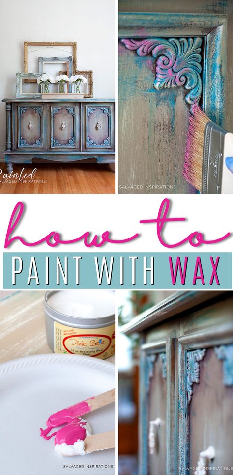 How To Paint Furniture With Chalk Paint, Paint Pouring On Furniture, Blended Painted Furniture, Diy Furniture Wax, Dressers Diy, Revamped Furniture, Diy Furniture Repair, Things Paint, Furniture Refurbishing