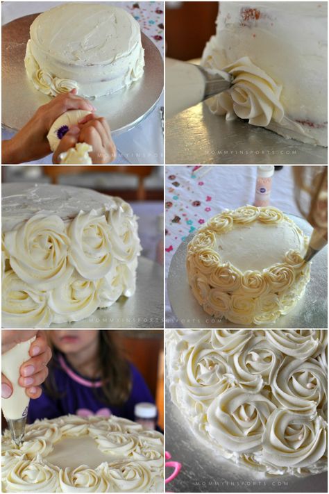 Always wanted to make a DIY rosette cake but afraid it would be too difficult?! Follow these simple steps and wow yourself and your crowd on the first try! Diy Rosette, Smarties Cake, 50th Birthday Party Ideas, Rosette Cake, Delicious Clean Eating, Baptism Cake, Rose Cake, Decorated Cakes, Cake Frosting