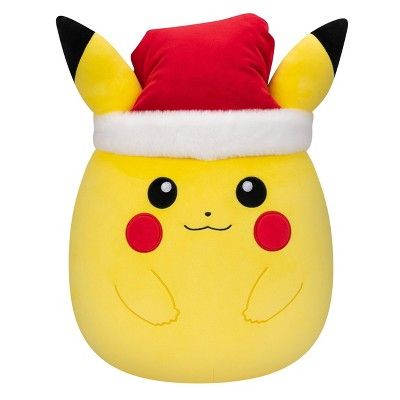 Pokémon Pikachu 14″ Squishmallows Holiday Plush Pikachu Squishmallow, Little Live Pets, Pikachu Plush, Long Car Rides, Type Pokemon, Pokemon Plush, Top Toys, Baby Alive, Santa Hat