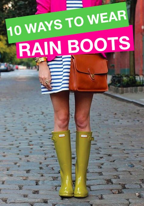 Check out these cool ways to wear rubber rain boots! How To Wear Rain Boots Outfits, How To Wear Rain Boots, Sunshine Weather, Sorel Boots, Hunter Rain Boots, Wellington Boots, Up Girl, Fall Winter Outfits, Hunter Boots