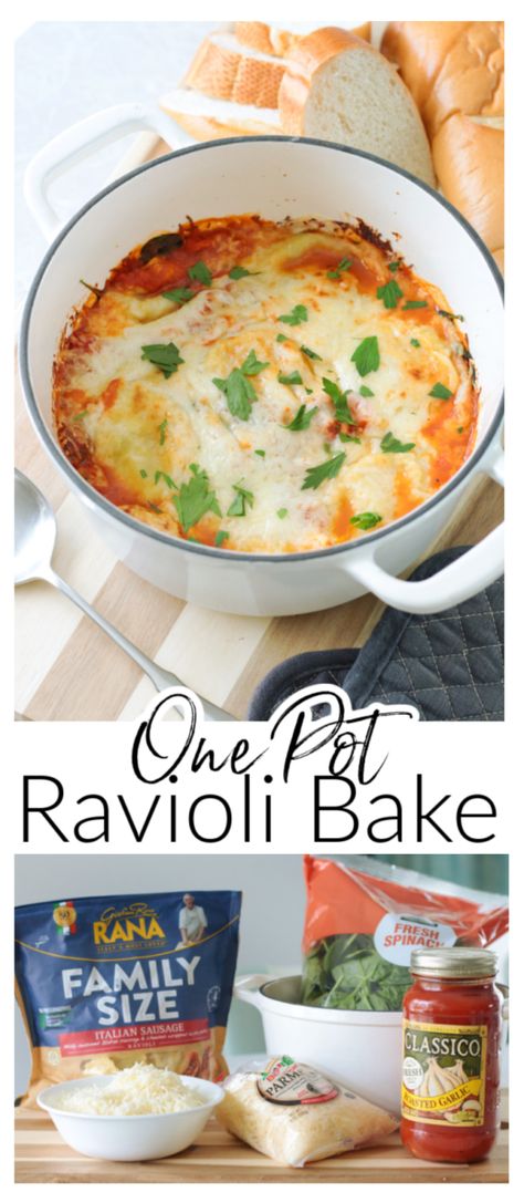 One Pot Ravioli Recipe, Ravioli Pasta Recipe, Baked Ravioli Casserole, Baked Ravioli Recipe, Spinach And Ricotta Ravioli, Ravioli Pasta, Ravioli Bake, Oven Recipe, Ravioli Recipe