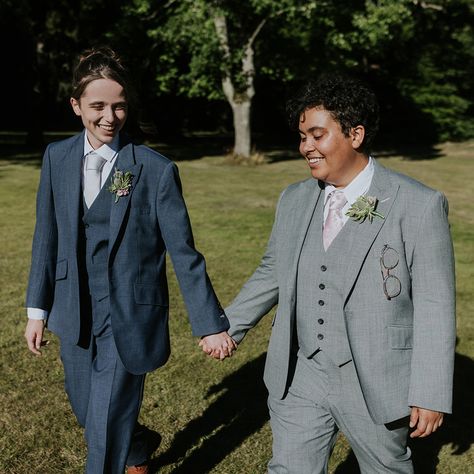 We love a suit pairing! Check out our women's wedding gallery... https://kingandallen.co.uk/look-book/womens-wedding/ Photo by: @loraineross #bespoke #bespoketailoring #tailoring #suit #wedding #lgbt #lgbtwedding #pride Cool Wedding Suits, Suits Lesbian, Womens Wedding Suit, Lesbian Wedding Suit, Wedding Suit Styles, Women In Tie, Women Suits Wedding, Cool Wedding, Wedding Lookbook