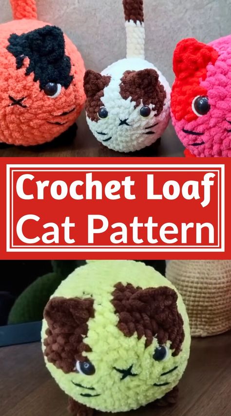 6 Easy Crochet Fat Cat Amigurumi Patterns – Create Plush Pals - Crochet Wave Loaf Cat, Crochet Cat Toys, Crochet Afgans, Crochet Cat Pattern, Cat Amigurumi, Loaf Of Bread, Crochet Animals Free Patterns, Crochet Amigurumi Free Patterns, Rainbow Crochet