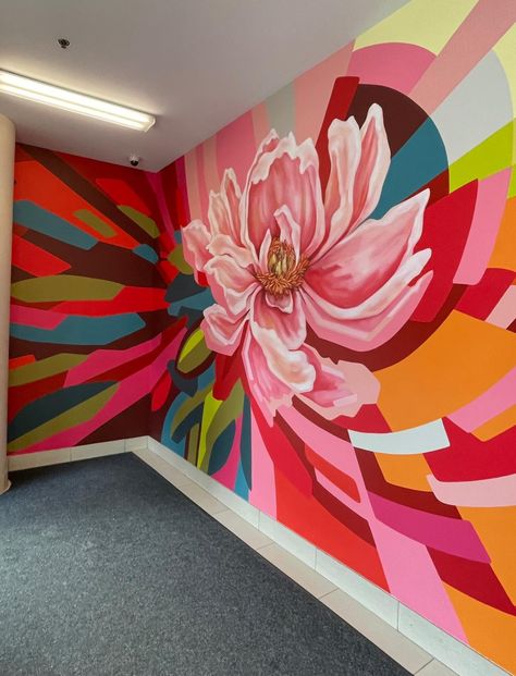 @kada_creative Peony Mural, Hotel Mural, Wall Art Creative, Mural Cafe, Famous Artists Paintings, Mural Art Design, Diy Mural, Interior Murals, Fairy House Crafts