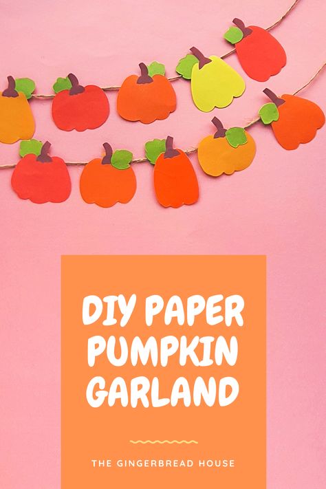 Paper Pumpkin Garland, Easy Pumpkin Crafts, Pumpkin Craft Ideas, Pumpkin Crafts For Kids, Pumpkin Decorating Diy, Autumn And Halloween, Pumpkin Cutouts, Paper Decorations Diy, Paper Twine