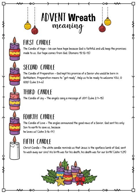 Advent Wreath Meaning for Kids Advent Wreath Meaning, Advent Worksheets, Advent Candle Readings, Catholic Advent Wreath, Advent Candles Meaning, Advent Catholic, Advent Hope, Advent Wreath Diy, Candle Meaning