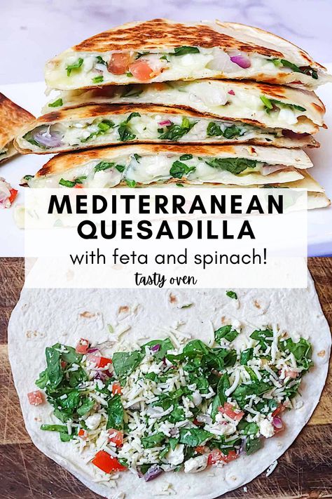 Mediterranean Quesadilla, Recipe With Spinach, Mediterranean Recipes Healthy, Mediterranean Diet Recipes Dinners, Quesadilla Recipe, Mediterranean Diet Meal Plan, Easy Mediterranean Diet Recipes, Resep Diet, Spinach Recipes