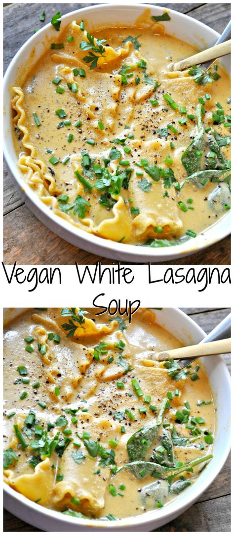 Lasagna Noodle Soup, Vegan White Lasagna, White Lasagna Soup, Keto Vegan Recipes, Vegan Superbowl Food, Rabbit And Wolves, White Lasagna, Mojito Recept, Veggie Broth