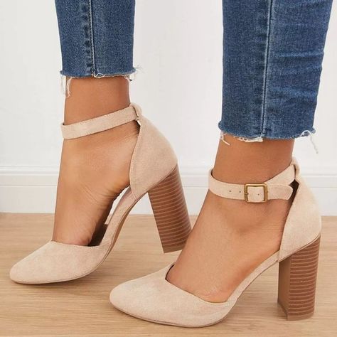 Sepatu Pump, Ankle Strap High Heels, Block Heel Shoes, Shoe Print, Ankle Strap Heels, Heel Pumps, High Heel Pumps, Ankle Strap Sandals, Strap Heels