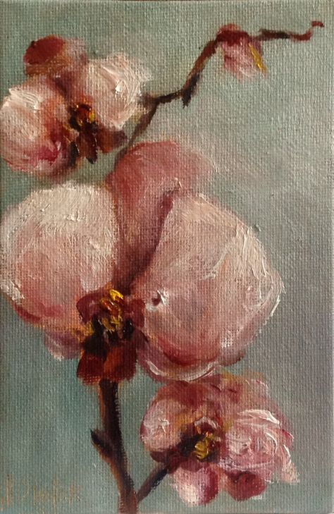 Oil Painting Floral, Acrylic Art Aesthetic, Orchid Painting Easy, Orchid Art Painting, Simple Orchid Painting, Orchid Flower Painting, Orchid Painting Acrylic, Painting Inspiration Acrylic, Painting Of Orchids