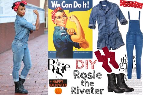 Rosie The Riveter Costume Diy, Rosie The Riveter Halloween, Hippie Costume Diy, Rosie The Riveter Costume, 50s Costume, Homecoming Week, Holloween Costume, Hallowen Costume, Diy Kostüm