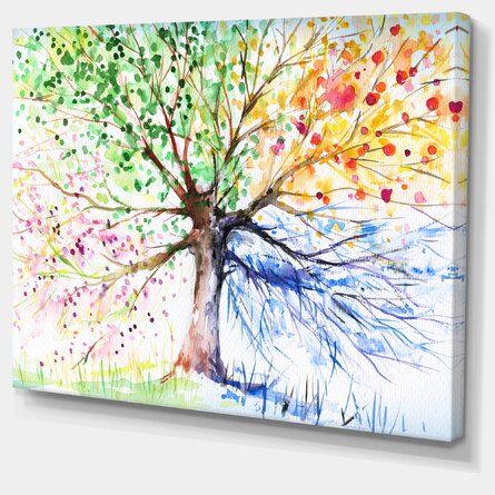 Four Seasons Tree, Floral Art Canvas, Rainbow Tree, Metal Tree Wall Art, Artwork For Living Room, Hur Man Målar, Metal Tree, Botanical Wall Art, Arte Floral