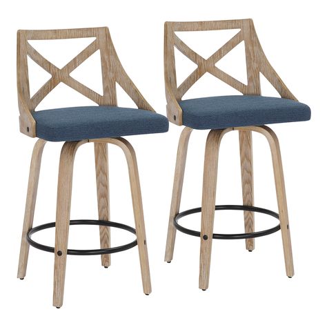 The Gray Barn Charlotte 26" Fixed-Height Counter Stool with Bent Wood Legs (Set of 2) - Bed Bath & Beyond - 31511938 Grey Counter, White Washed Wood, Gray Counter, Elegant Styling, Whitewashed Wood, Wood Counter Stools, Stool Wood, American Signature Furniture, Value City Furniture