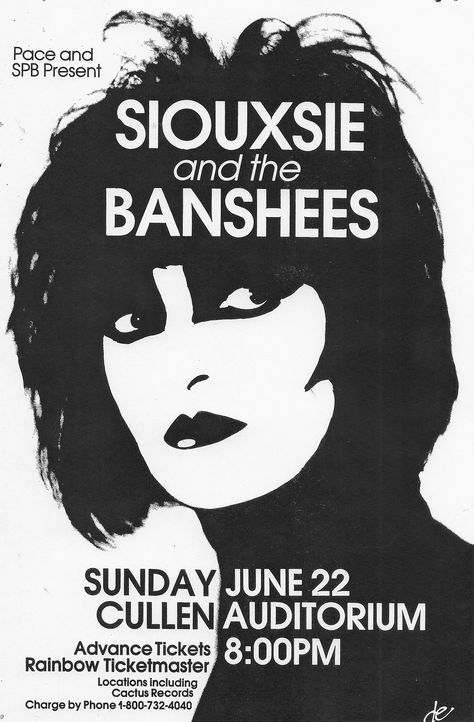 Siouxsie and the Banshees Live Concert Poster, Vintage Music Art, Siouxsie And The Banshees, Lemmy Kilmister, Goth Music, Vintage Concert Posters, Art Musical, Vintage Music Posters, Punk Poster