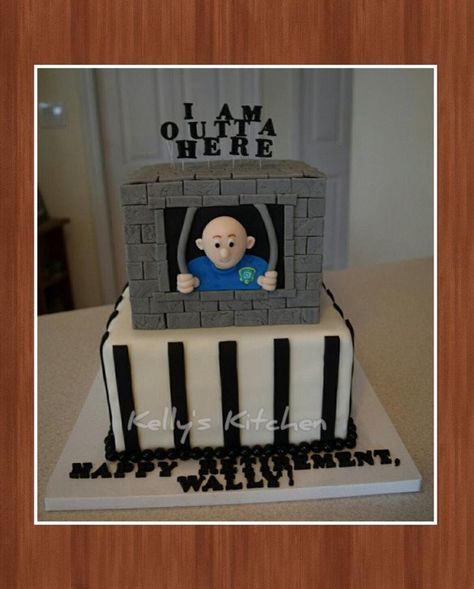 Corrections Retirement Cake, Correction Officer Retirement Party, Correctional Officer Retirement Party, Jail Party, Jail Ideas, Retirement Party Cakes, Cafe Board, 65 Birthday, Retirement Party Ideas