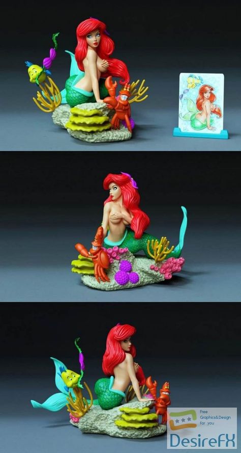 Disney Fairy, Mermaid Disney, Disney Artwork, Disney Ariel, Ariel The Little Mermaid, 3d Nail Art, Print Models, Little Mermaid, 3d Print