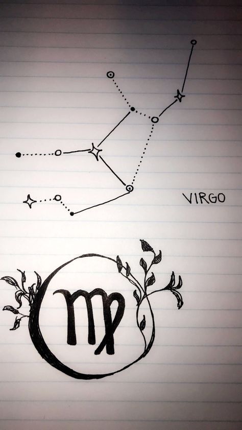 Virgo constellation minimalistic tattoo into design ideas Tattoo Virgo, Egyptian Eye Tattoos, Cosmos Tattoo, Virgo Tattoo Designs, Virgo Constellation Tattoo, Girl Thigh Tattoos, Minimalistic Tattoo, Constellation Design, Bookish Tattoos