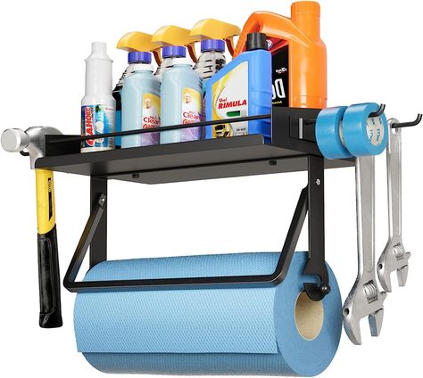 Want your car to stay clean inside and out? Use this to keep all his cleaning products together. Shop Workbench, Hanging Shelf Organizer, Shelf Paper, Garage Storage Shelves, Garage Storage Systems, Garage Storage Organization, Wall Mounted Toilet, Basic Tools, Garage Organization