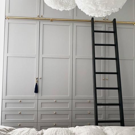 DIY - IKEA Hack on Instagram: “Looking for floor to ceiling bedroom cabinets? @jenniferfrandas used the IKEA Lerhyttan kitchen series to create this amazing piece 👏🏼” Ikea Wall To Wall Closet, Ikea Floor To Ceiling Storage, Ikea Plasta Ideas Bedroom, Ikea Floor To Ceiling Cabinets, Floor To Ceiling Cabinets Laundry, Ikea Panelled Wardrobe, Ikea Pax Wardrobe Hack High Ceiling, Ikea Wardrobe Frame, Ikea Lerhyttan Kitchen