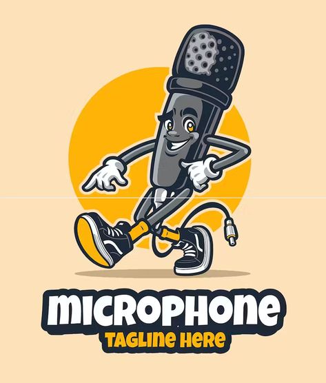 Microphone Cartoon Character Mascot Logo Design AI, EPS Hiphop Character Design, Microphone Logo Design, Mascot Branding, Disney Style Drawing, Different Drawing Styles, Cartoon Avatar, Mascot Logo Design, Logo Cartoon, Character Mascot