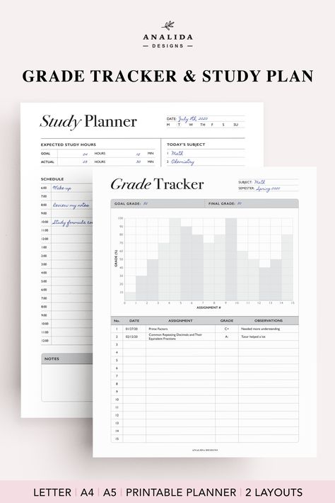 Study Session Tracker, Grade Tracker Printable, Student Grade Tracker, Learning Diary, Study Organizer, Homeschool Student Planner, Living Well Planner, Financial Printables, Student Daily Planner