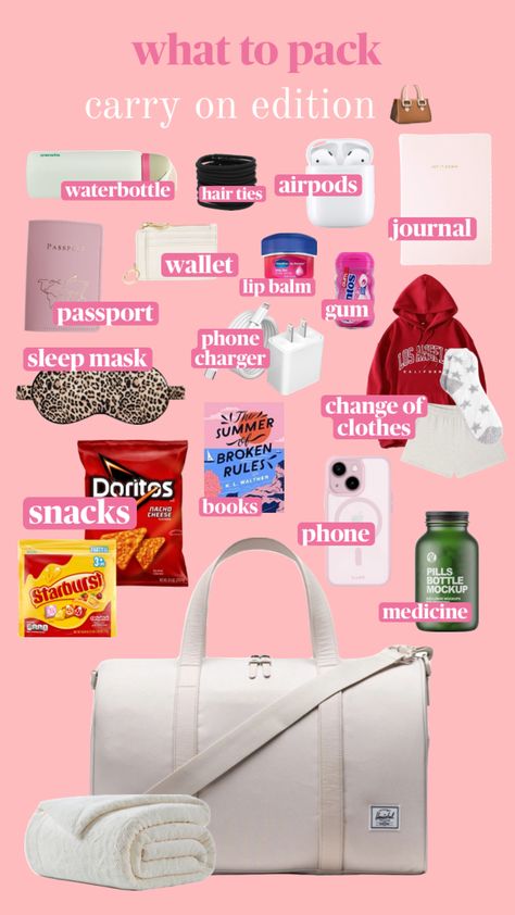 what to pack: carry on edition 👜 #whattopack #carryon #carryonbag #fyp #fypshuffle #packing #inspo Everyday Bag Essentials, Carryon Bag, Pill Bottles, Packing List For Travel, Bottle Mockup, Summer Break, Essential Bag, What To Pack, Everyday Bag