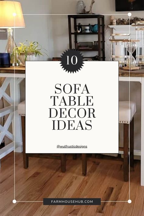 Sofa Table Ideas Sofa Table Accessories, Sofa Table In Bedroom Ideas, Floating Sofa Table, Sofa Table Baskets, Slim Sofa Table Behind Couch, Seating Behind Sofa, Sofa Table Between Wall And Sofa, Sofa Table Design Ideas, Living Room Sofa Table Decor Ideas