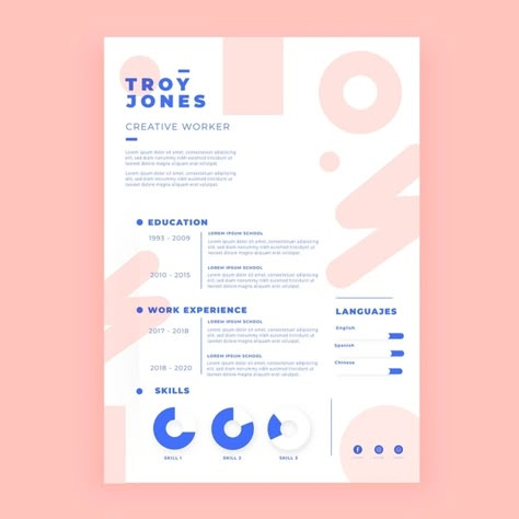 Free Vector | Minimalist cv template Cv Original Design, High School Resume Template, Cv Website, Cv Original, Online Cv, It Cv, Cv Inspiration, Graphic Design Cv, Curriculum Vitae Template